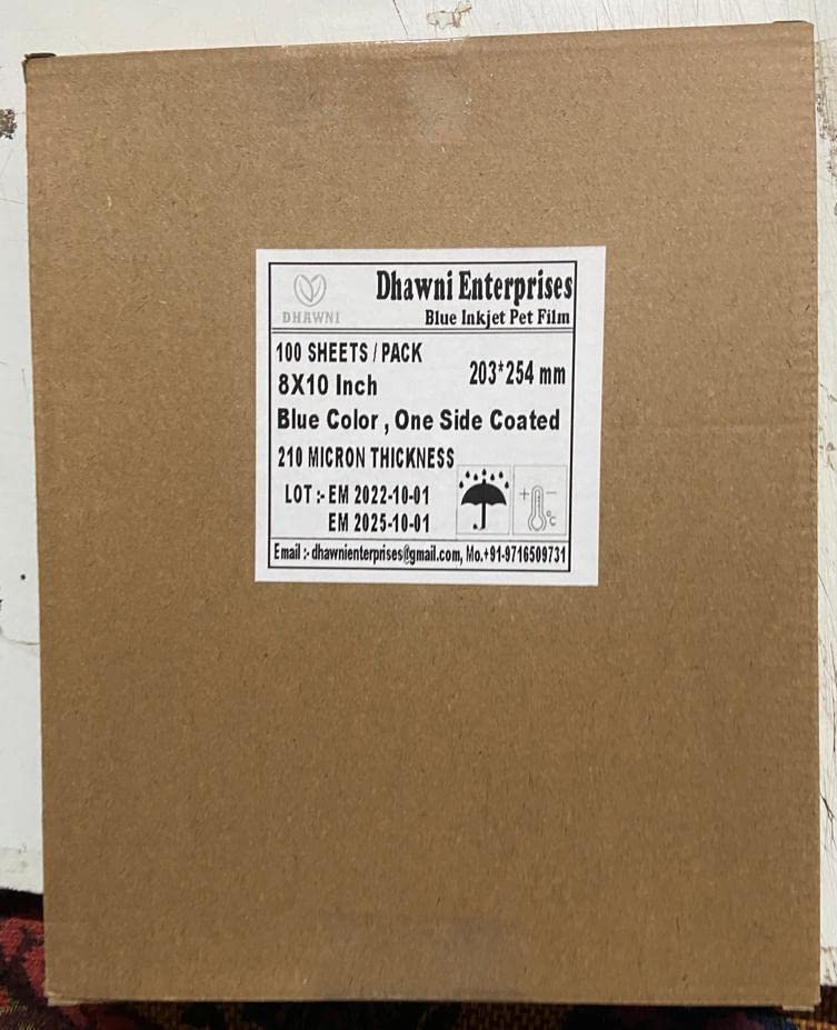 Image of Dhawni Xray Inkjet Medical Film Blue Base for X Ray Imaging Waterproof Film (8 inch X 10 inch) 20 Sheet 280 GSM / 210 Micron