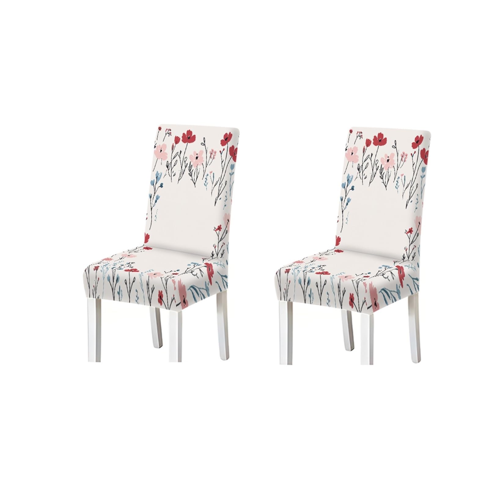 KXUAUV Watercolor Wildflower Floral Pattern Print Dining Chair Covers Set Of 2/4/6, Stretch Slipcovers For Kitchen Dining Room Seat Protectors for Restaurant Hotel Party(2PCS Chair cover)
