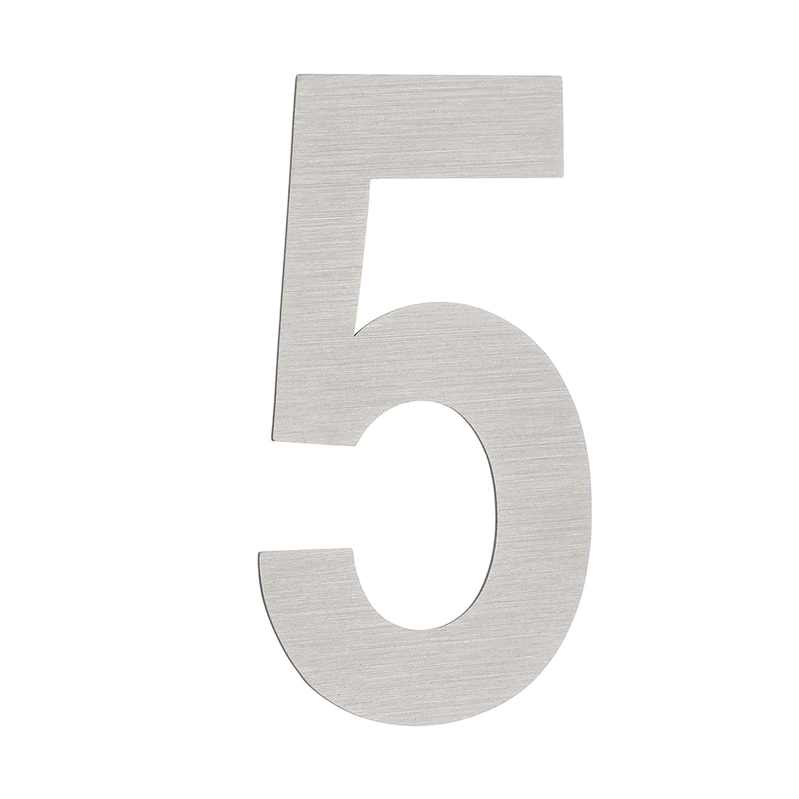 PATIKIL House Numbers for Outside, Number 5 Silver Stainless Steel Self Adhesive Modern Mailbox Address Door Numbers for Outdoor House Residential Mailboxes 3.54x1.93 Inch — image 1