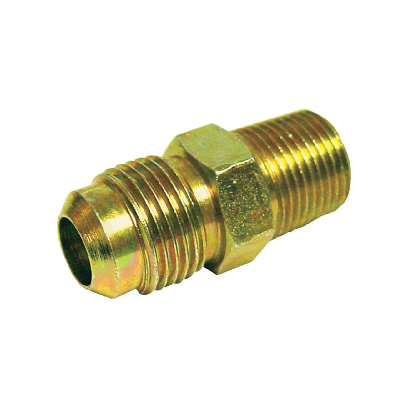 Jmf Flare Connector 1.6cm Flare X 1.9cm Mpt Yellow Brass Lead Free