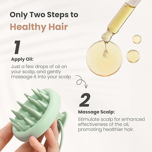 Miniatura 5 de AIMIKE Cepillo de champú masajeador de cuero cabelludo verde menta, 100% silicona suave para eliminar la caspa y el crecimiento del cabello, uso