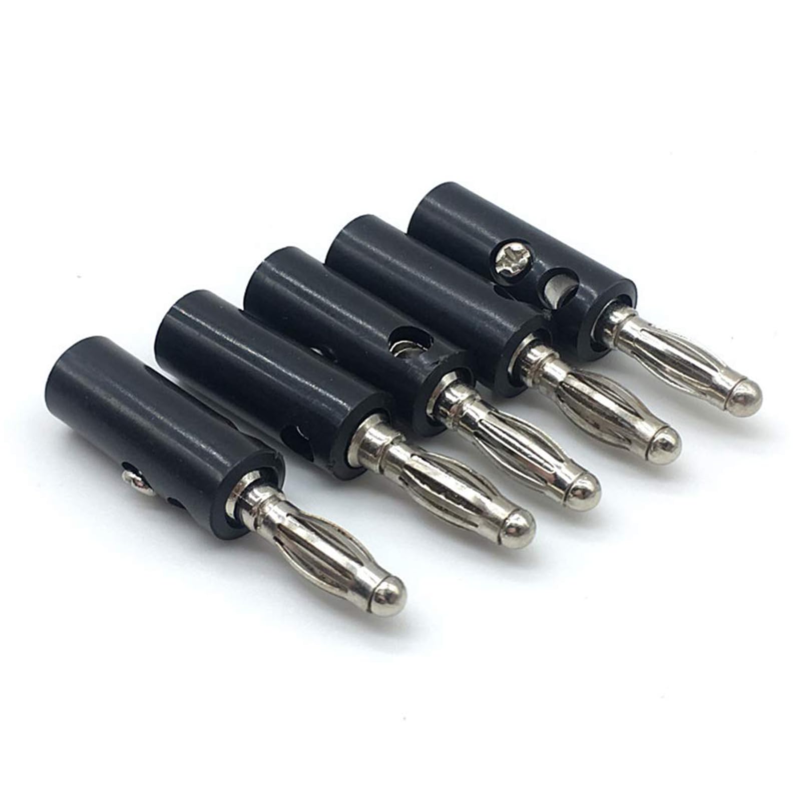 Lot de 10 fiches bananes de 4 mm - Noir et rouge - Connecteurs pour haut-parleurs audio, amplificateur