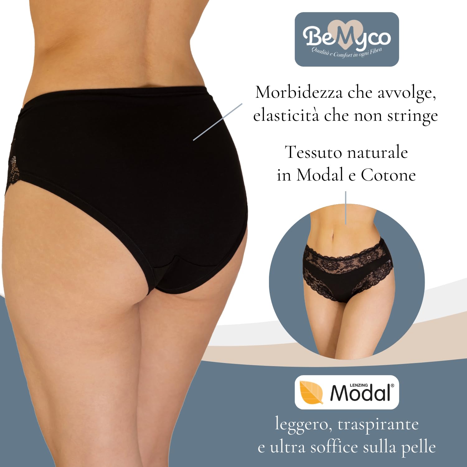 Set 6 Pezzi Mutande Vita Alta Donna in Pizzo – Culotte Cotone Donna comode e Traspiranti – Slip Eleganti e Resistenti, Made in Italy