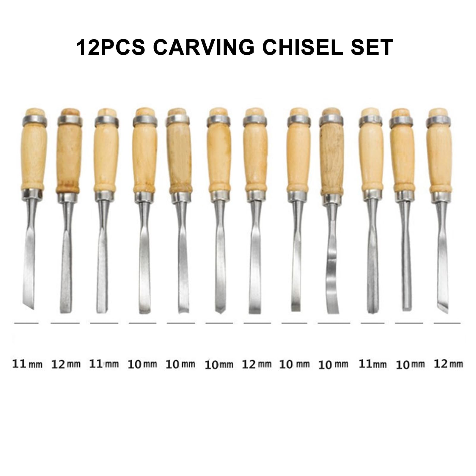 Set di 12 scalpelli professionali per legno, per modellazione, intaglio e taglio