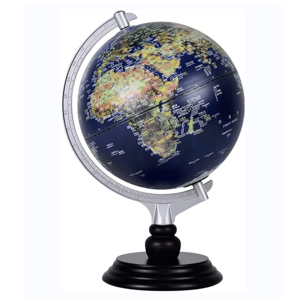 mappamondo carino classico piccolo globo terrestre illuminazione mappamondo con staffa mappa HD geografia educativa globo 8 pollici testo chiaro (B 20 cm con Ar)