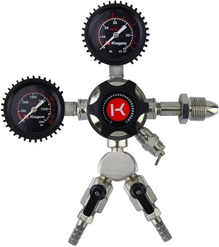 Kegco Regulador de cerveza de barrido de nitrógeno de doble calibre de la serie Elite