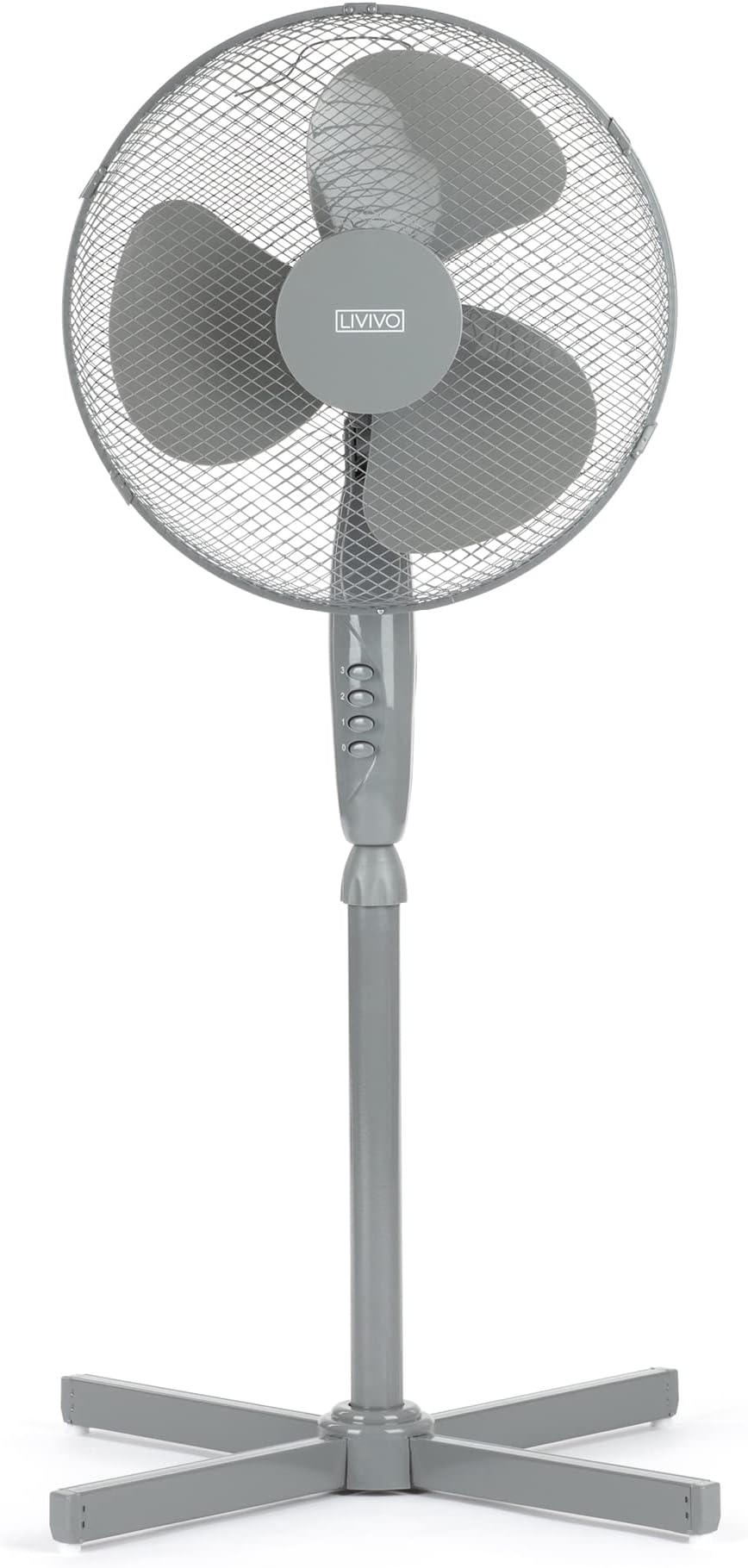 LIVIVO Electric 16” Pedestal Fan – Powerful Free Standing Oscillating and Tilting 50W Height Adjustable Rotating Stand Tower Fan Mesh Safety Grill (Grey)