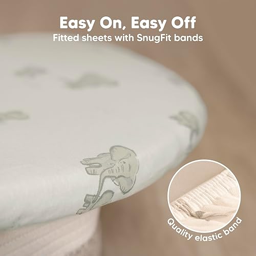 Miniatura 5 de Paquete de 2 sábanas orgánicas para moisés para niñas y niños, sábanas de colchón de moisés 100% algodón compatibles con Halo Bassinest Swivel