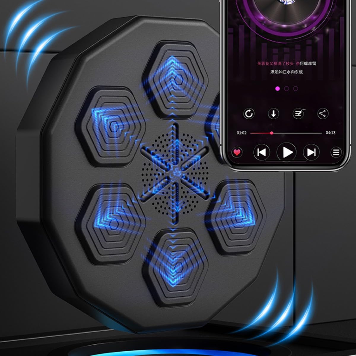 Macchina da boxe musicale, da parete, con LED elettronica, attrezzatura per allenamento di boxe intelligente, ricarica USB, per adulti e allenamento di boxe, attrezzatura portatile per la boxe