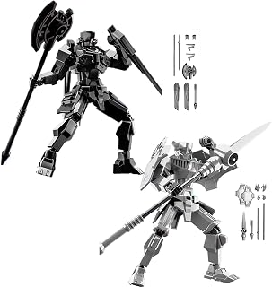 WEAREWE 2 Set DIY 3D Printed Action Figures Set 13 Luck 13 Action Figure Multi-Jointed Movable Mech Doll Robot(Black-White)