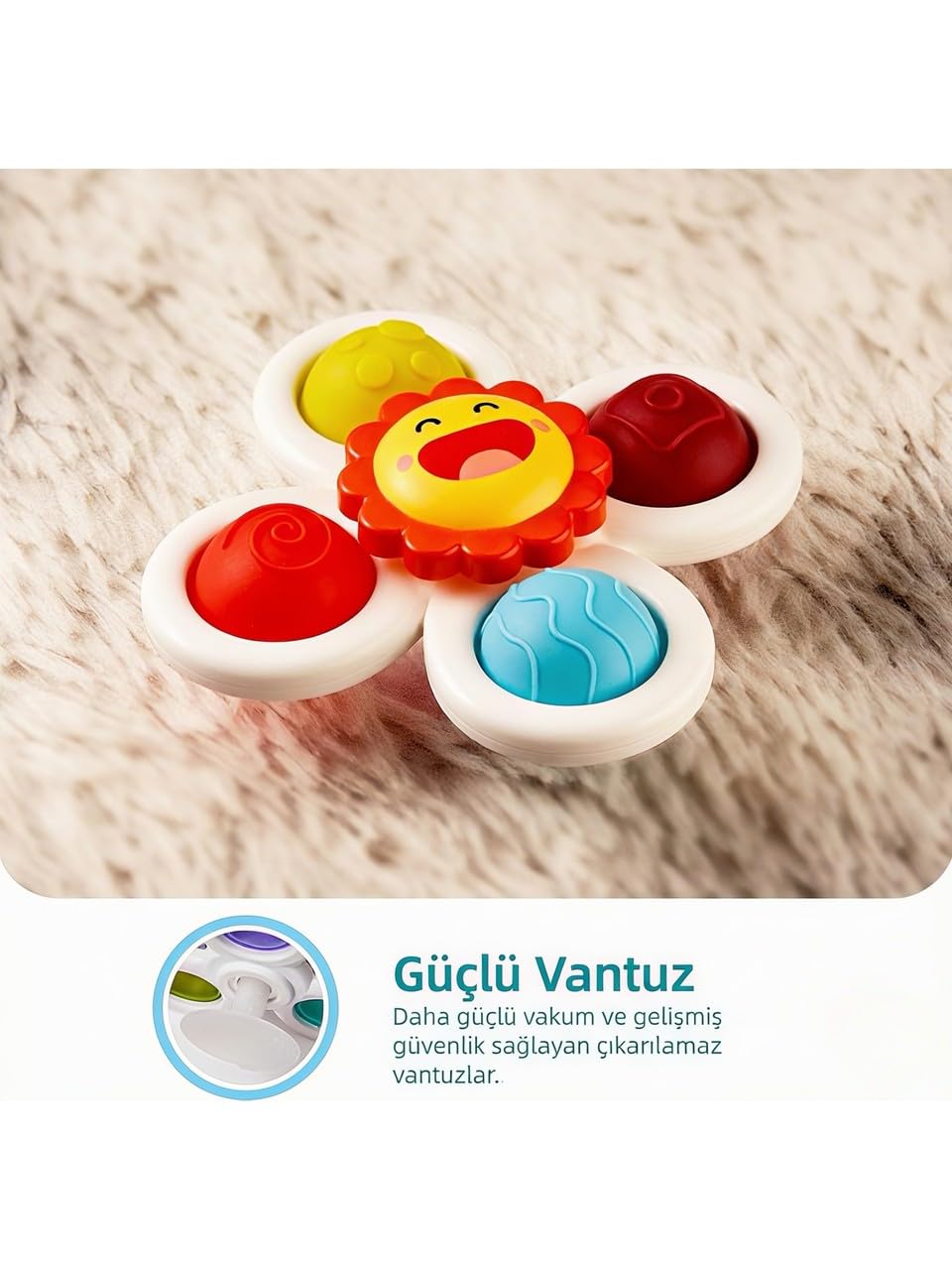Circle Toys Vantuzlu Duyu Geliştirici Spinner Oyuncak 3’lü Set – Dönen Bebek Oyuncağı (12 Ay+)