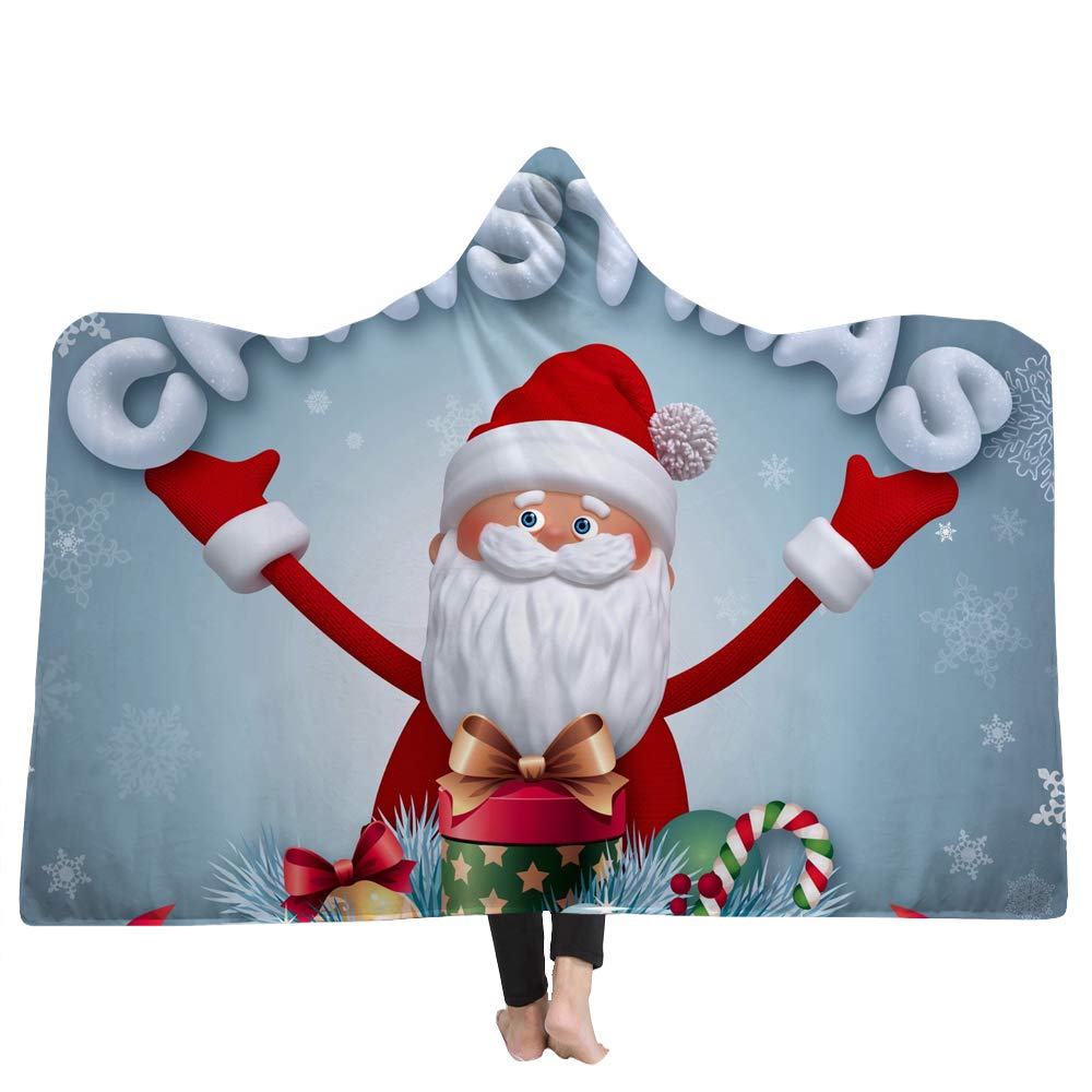 Couverture à capuche plaid TV peluche douce impression Noël 3D 130x150