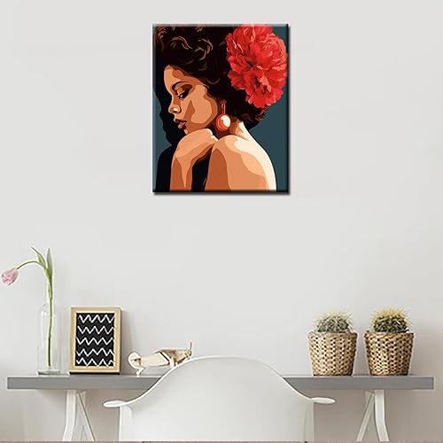 Miniatura 10 de Pintura por números para mujeres negras, pintura al óleo, pintura acrílica, graffiti, kit de pintura para mujeres, lienzo con pinturas acrílicas,