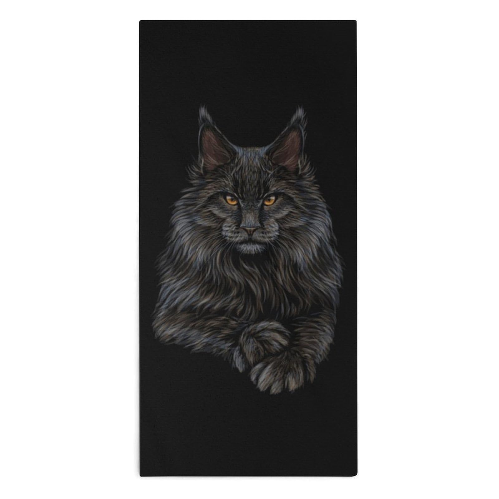 TXFBTRFSA Maine Coon Cat Portrait on Black Hand Towels for Adult Face Towel Bath Beach Swim Accessories