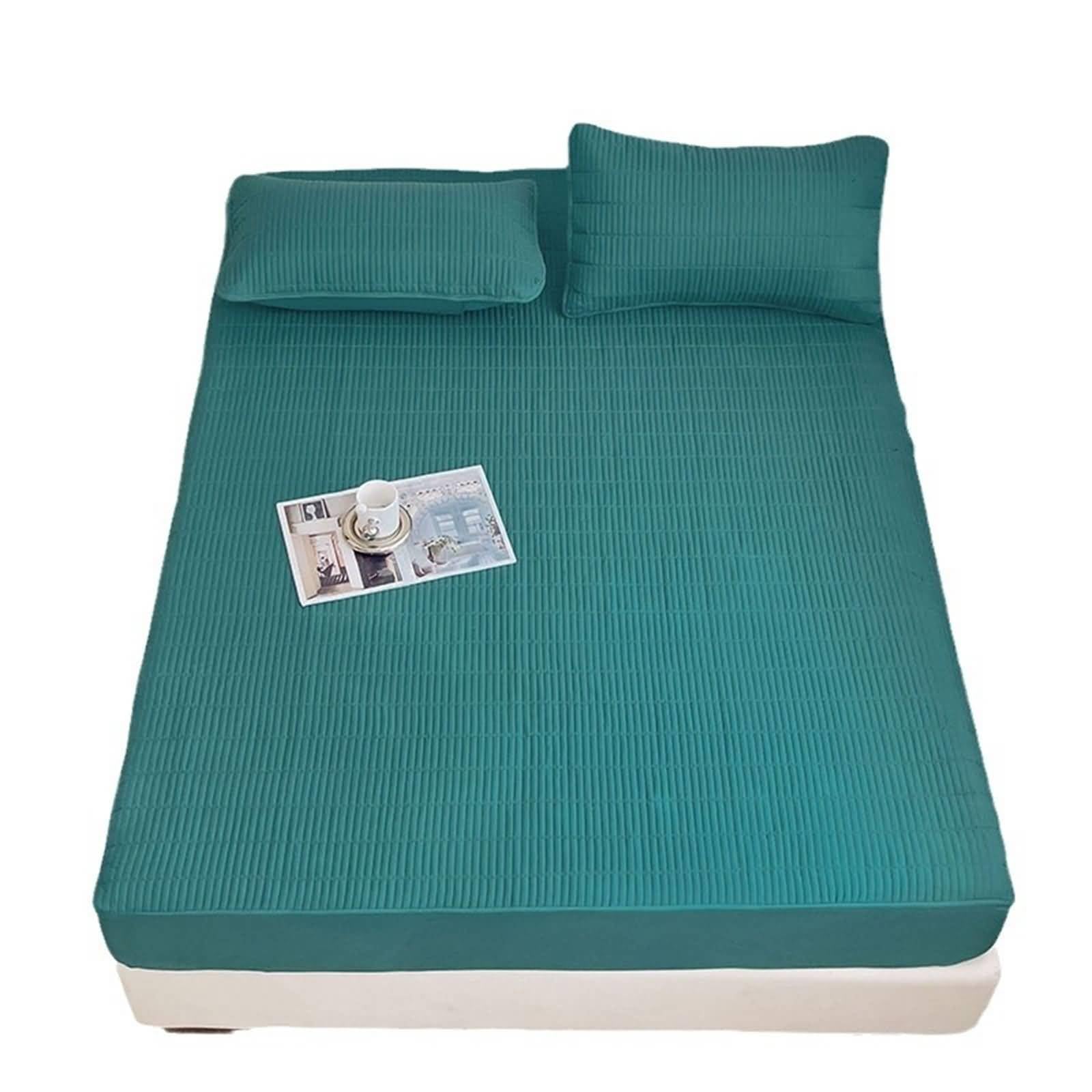 Drap lit 1 personne 120x200cm anti-plis en polycoton uni vert foncé