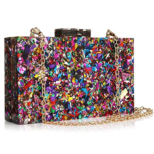 EROGE Bolsa de mão de acrílico com design geométrico colorido, Multicolorido, One Size