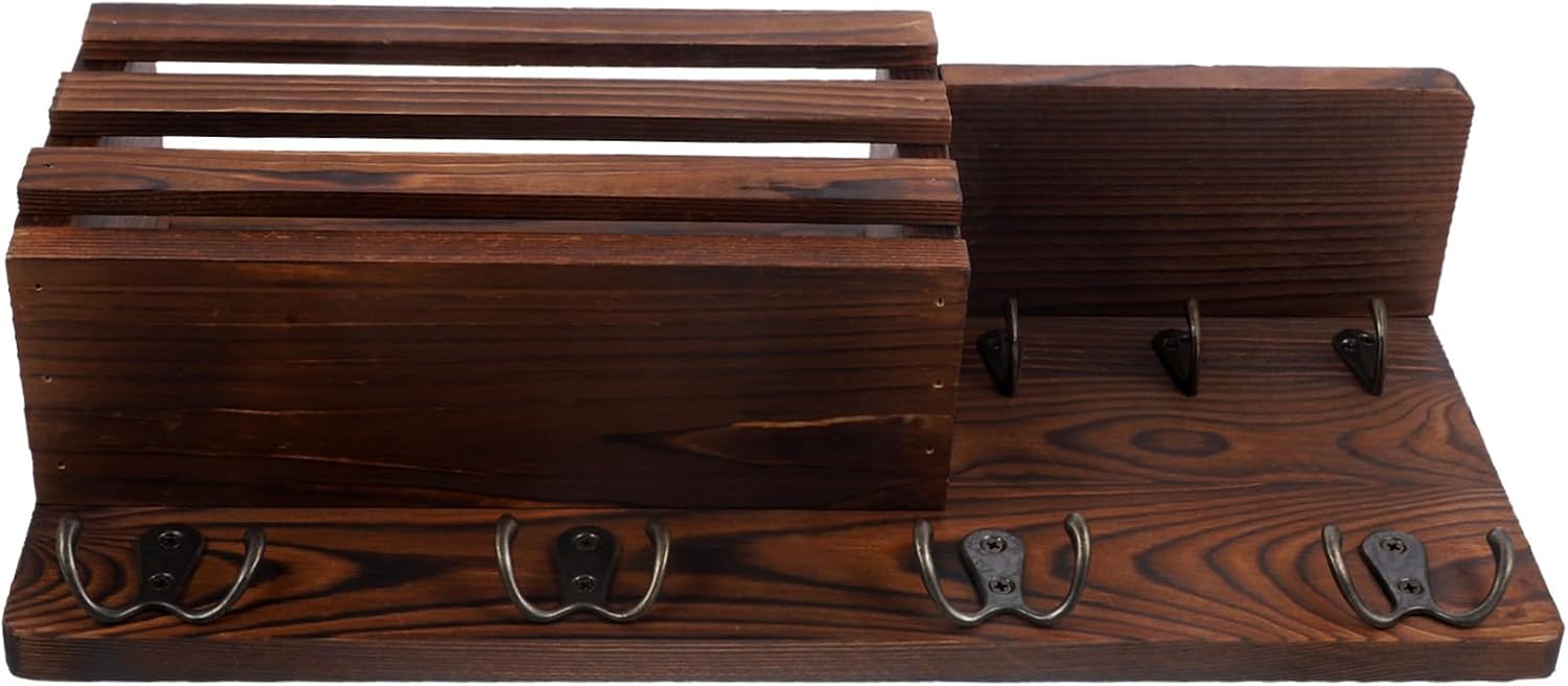 Cabilock Living Room Wooden Key and Purse Holder Wall Organizer Practical Wall-Mounted Storage Rack with Hooks for Entryway and Hallway Decor Easy Installation for Daily Sundries