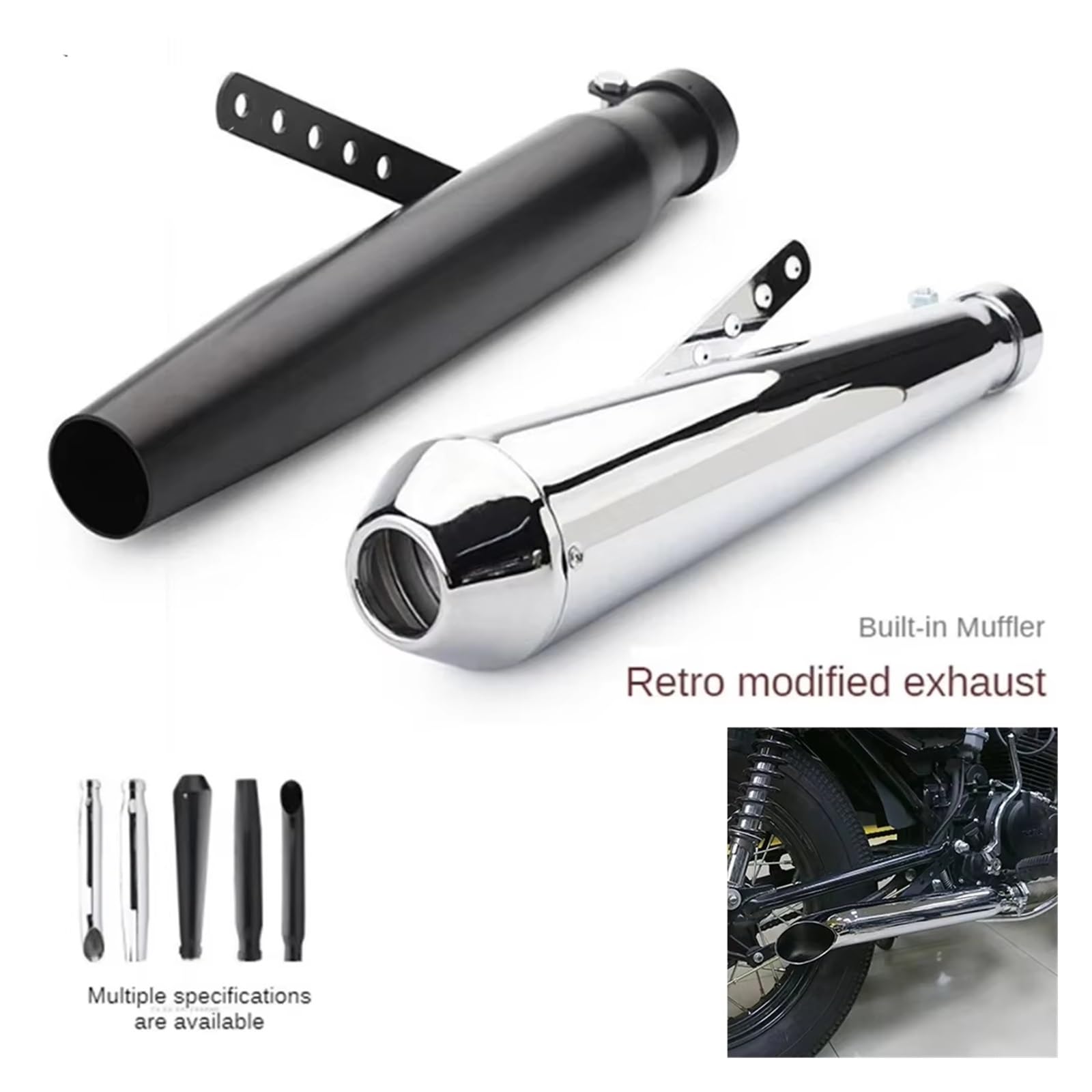 silencioso escape moto Para cg125 Para sr400 Para cb500 Para CM300 | Para Cafe Universal silenciador Escape para motocicleta Retro Vintage clásico galvanoplastia Escape Moto(B1)
