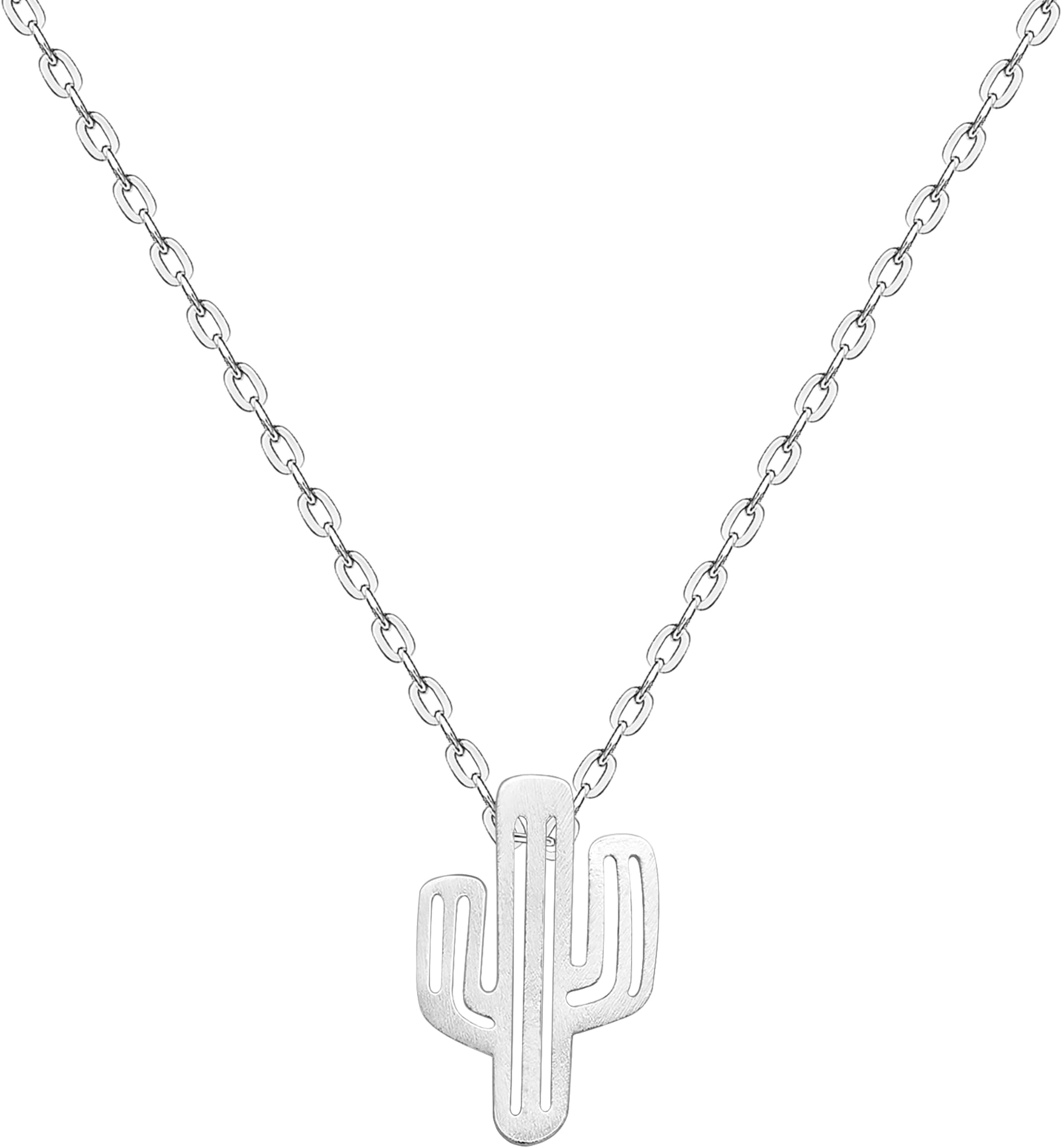 925 Silver Adjustable Necklace Circle Minimalist Enamel Tiny Heart Cactus Triangle Pendant Dainty Choker for Women