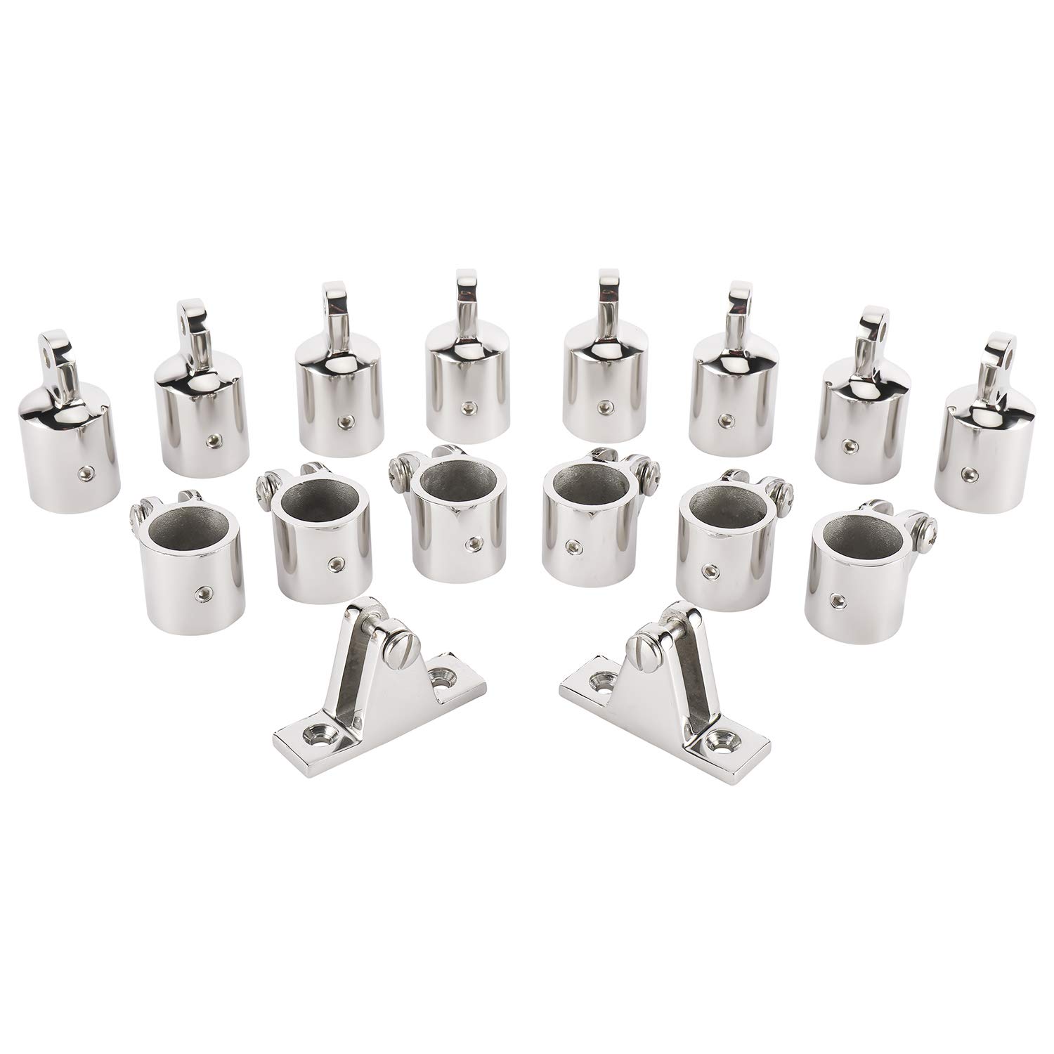 NovelBee16 Pack of 316 Stainless Steel 7/8" Eye End Cap and Jaw Slide,Deck Hinge Boat Bimini Top Fittings Hardware Set