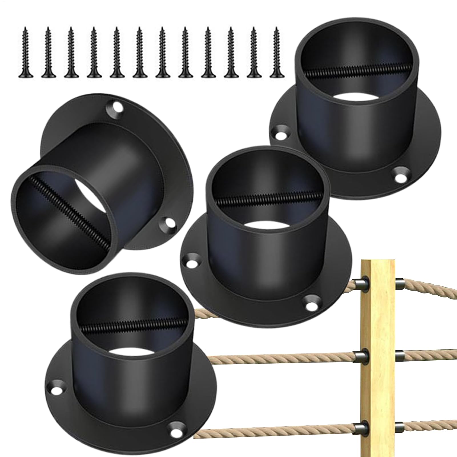 Supporti Fune 4 Pezzi Morsetto Di Fissaggio Decorativo In Acciaio | Kit Supporti Per Corda Per Esterno Deck Recinzione Ponte Scale Terrazza Giardino Decorazione