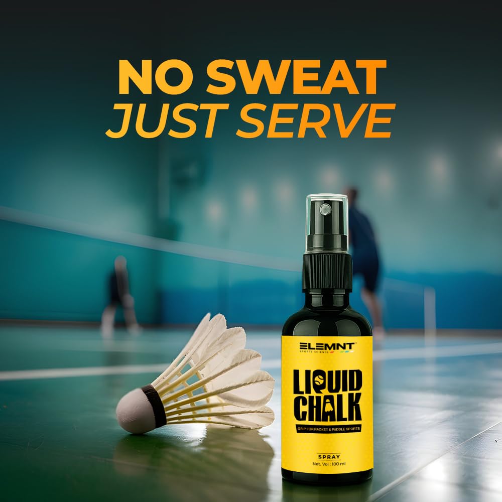 Elemnt Liquid Chalk for Racket Sports | Badminton, Lawn Tennis, Paddle Ball| Ideal for Racket Sports, Tennis Racket Grip, Squash | Quick Dry Formula for Sweat Free Hands | 200 ML (Pack of 2) 4