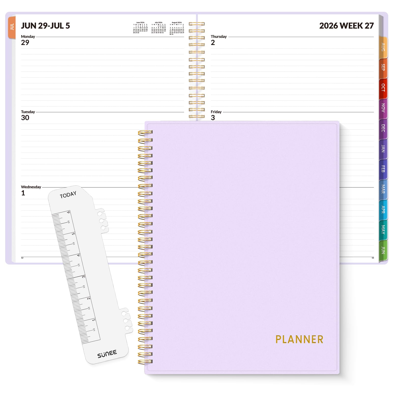 SUNEE Agenda accademica settimanale e mensile 2024-2025, agosto 2024-dicembre 2025, calendario scolastico 8,5 x 11 pollici, agenda giornaliera con scheda mensile, copertina flessibile, pagine
