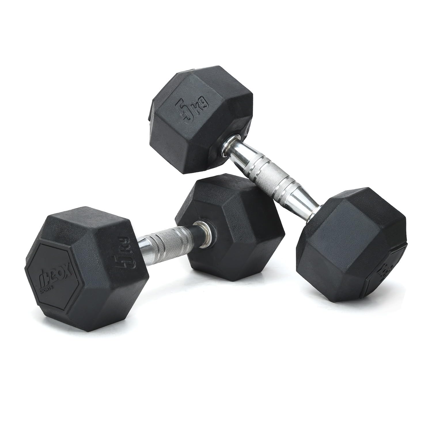 FitBox Sports Pro Hex Rubber Coated Dumbbells for Home Gym & Strength Training - Unisex-image-31