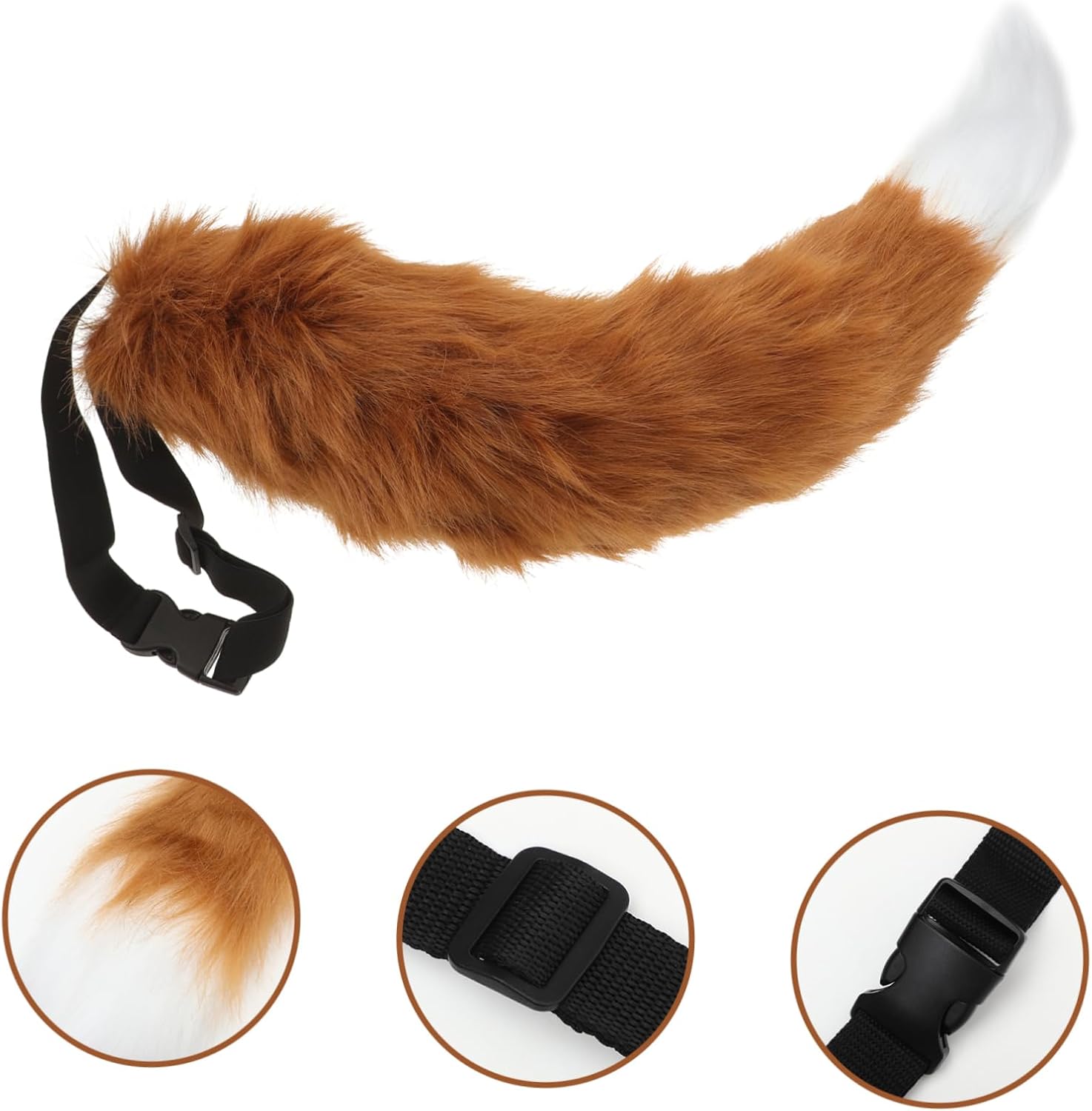 Healeved Cosplay Plush Fox Tail Accessory for Performance Handmade Animal Costume Tail for Wolf Dog Cat for Cosplay Decor and Events Easy to Wear and Remove Brown