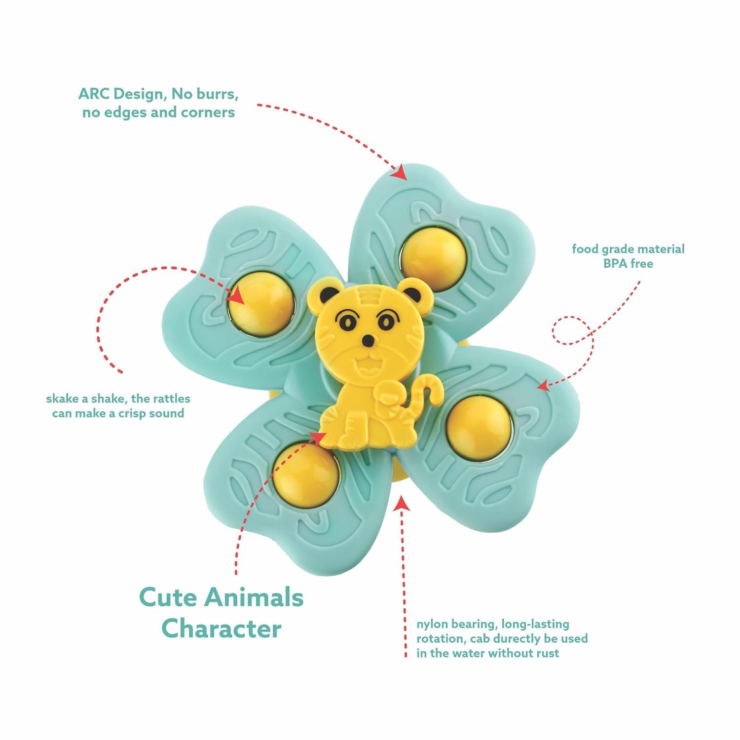 Royals hub 3PCS Suction Cup Spinner Toys for 6 12 18 Months Old Boy Girl Spinning Tops Bath for Kids Sensory Toys Birthday Gift Table/Window/ (Return Gift for Kids) - Image 5 thumbnail