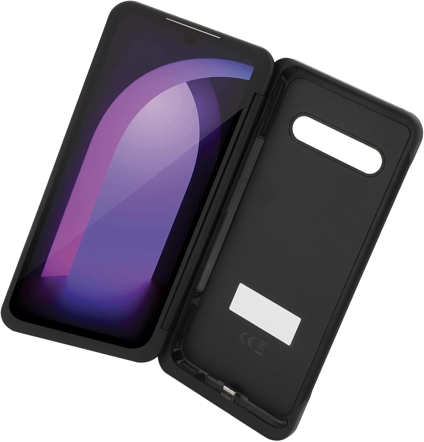 Dual Screen Phone Case, Foldable Detachable Dual Screen Case, with Magnetic Type C Adapter for V60 5G LM V605N Black