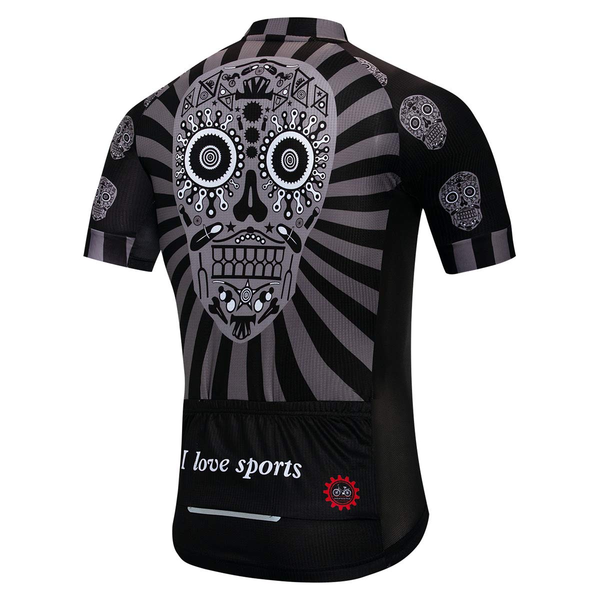 PSPORT Cycling Jerseys Men Breathable Skull Short Sleeve Biking Shirts Quick Dry