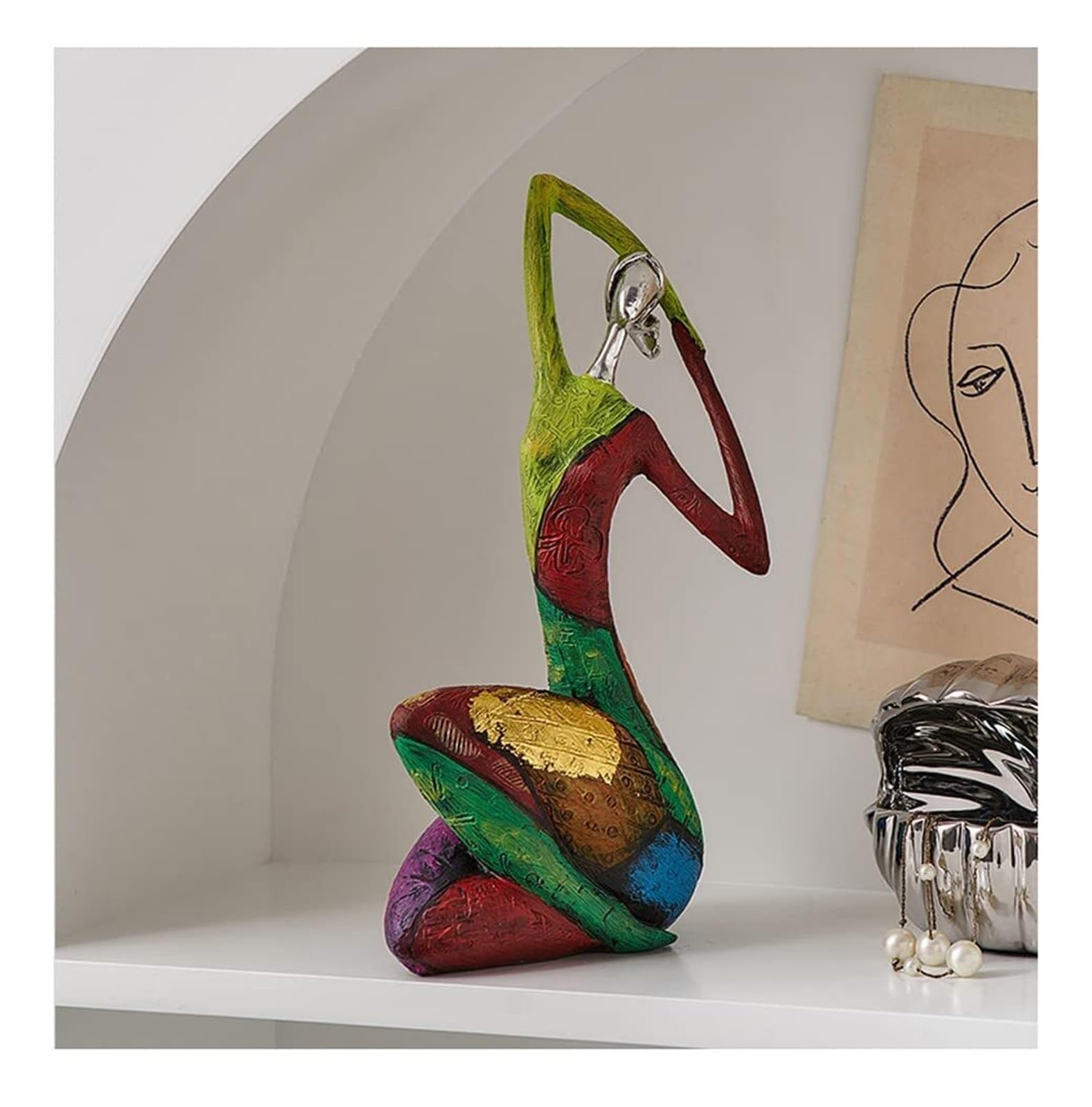 Regali per la nuova casa Statua della signora Figurina Pittura a olio Donna Scultura Decor Resina Ornamento Zen Arti Decorazioni uniche(Design a Standard)