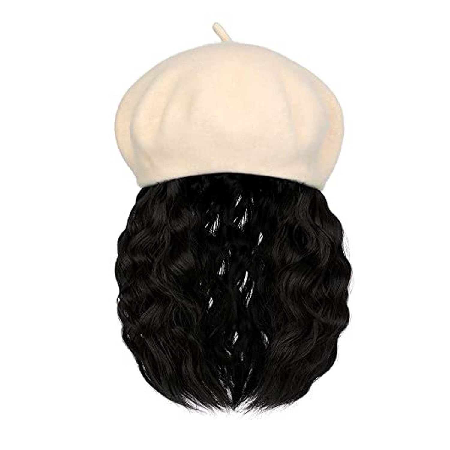 Beret Hat wig women's wig beret short wool curly wig wavy hair Bob wig Classic French Wool Hat wig