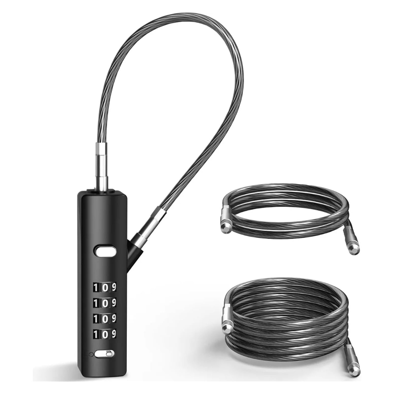 Generico Set da 3 Pezzi Lucchetto con Cavo a Combinazione a 4 cifre in Lega di Zinco e Acciaio temprato Multiuso for armadietti for Biciclette, armadi, recinzioni, Lucchetto for Bici(Black)