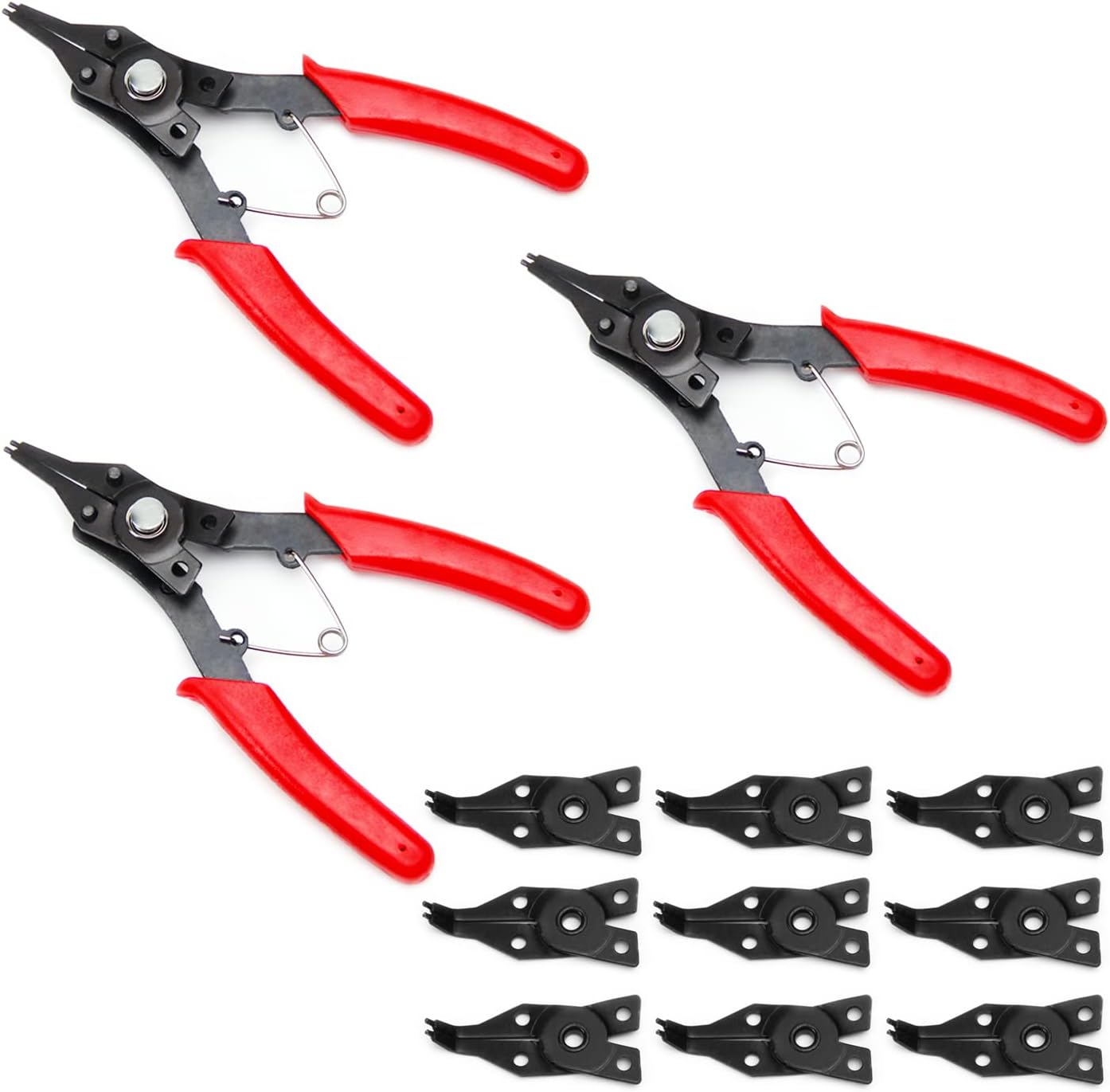 Utoolmart Snap Ring Pliers Set 6 Inch 4 in 1 Multi-Angle Retaining Ring Pliers Set Internal External Circlip Pliers 3Pcs