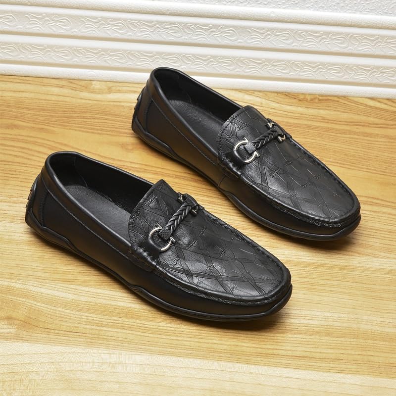 Men's Casual Slip On Leather Loafers Handmade Business Shoes Moccasins for Summer Outdoor Driving & Walking3