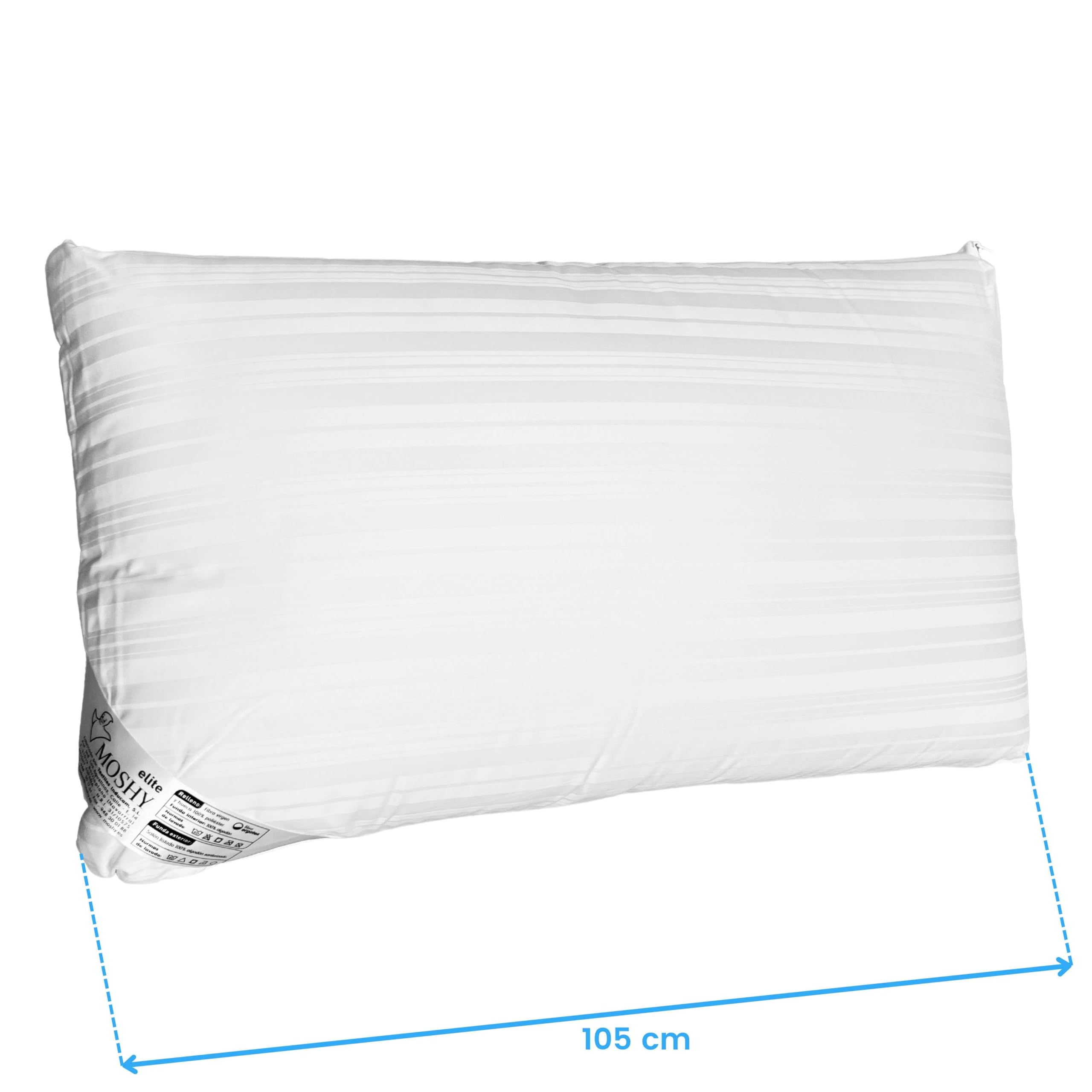 Almohada Peque Moshy 90 Cm Blanca Con Doble Funda 100% Algódon Y 100 Algodon Y 100 Poliester De Microfibra