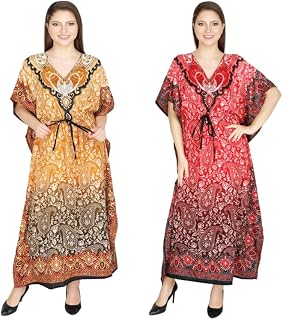 Ukal Women's Kaftan Cover Up Summer Dress Maxi Night Dress Kimono Style Long Kaftan (Free Size) Price In India