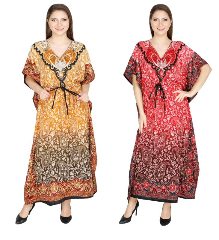Ukal Women's Kaftan Cover Up Summer Dress Maxi Night Dress Kimono Style Long Kaftan (Free Size)-picture-54
