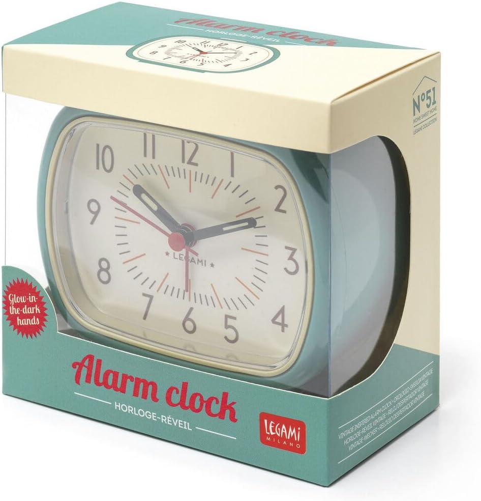 Legami CLO0002 Vintage Alarm Clock in its packaging