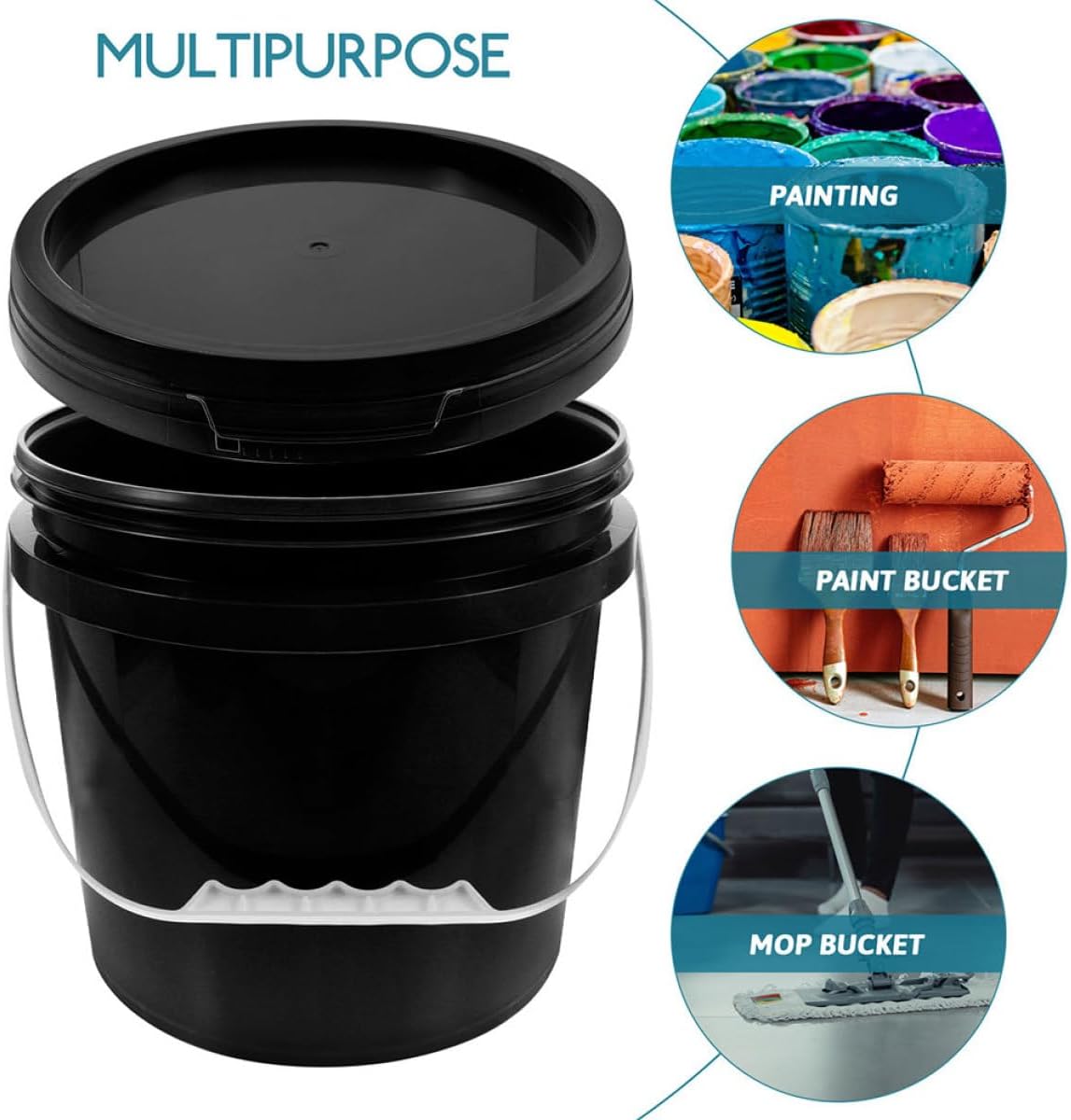 Plastic Paint Bucket with Lid 10l Food-Grade Sealed Storage Pail Chemical Resistant Paint Storage Bucket for Painting Supplies