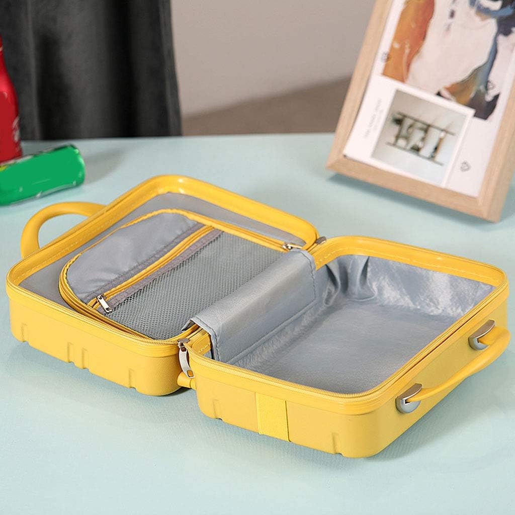 Mini Hard Shell Hand Luggage Travel Suitcase Cosmetic Case Small Portable Carrying Case Organizer for Makeup (Yellow)