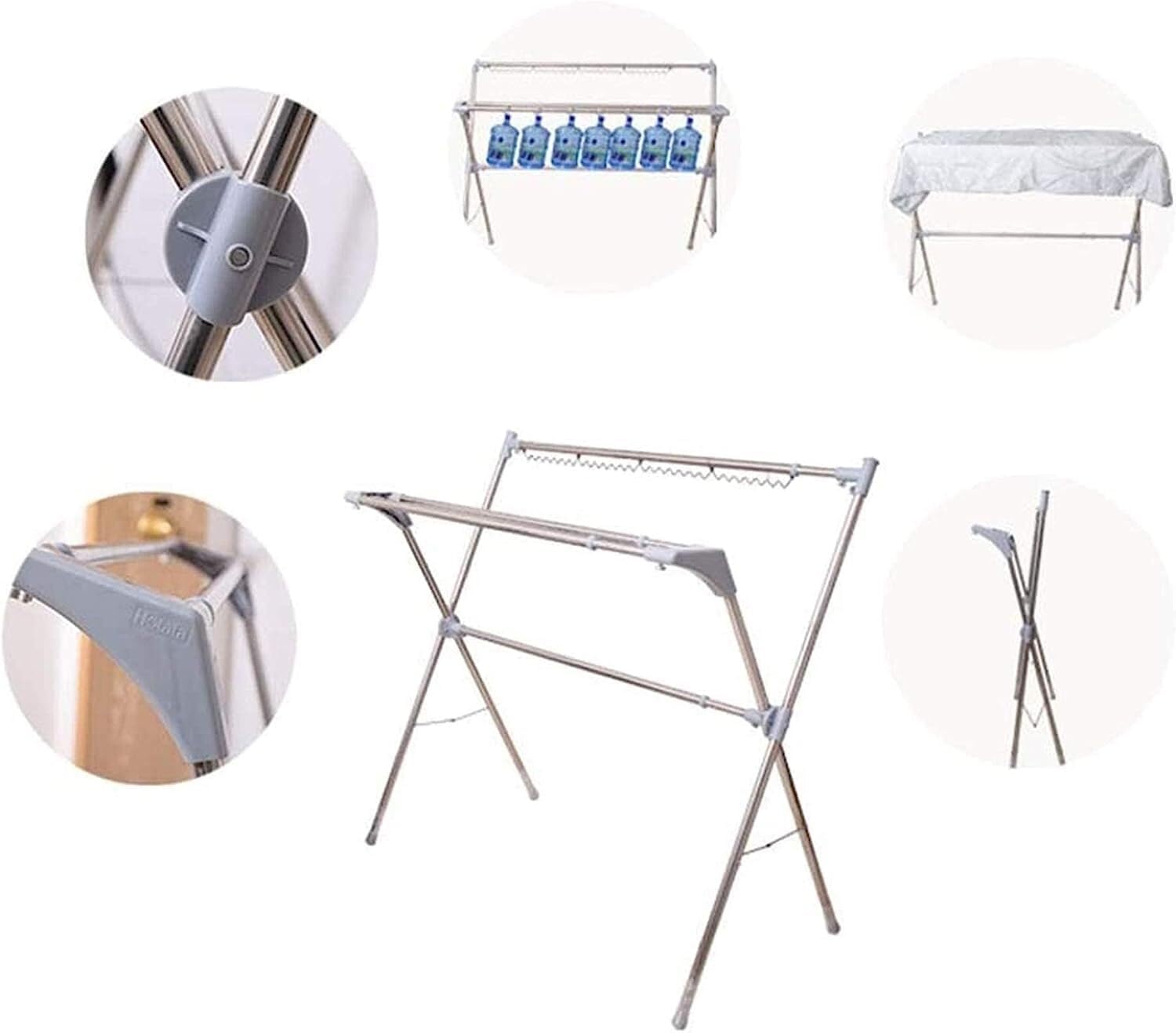 X-Type Drying Rack Folding Indoor Hanging Clothes Rack Stainless Steel Outdoor Clothes Rack Outdoor Double Pole Clothes Rack