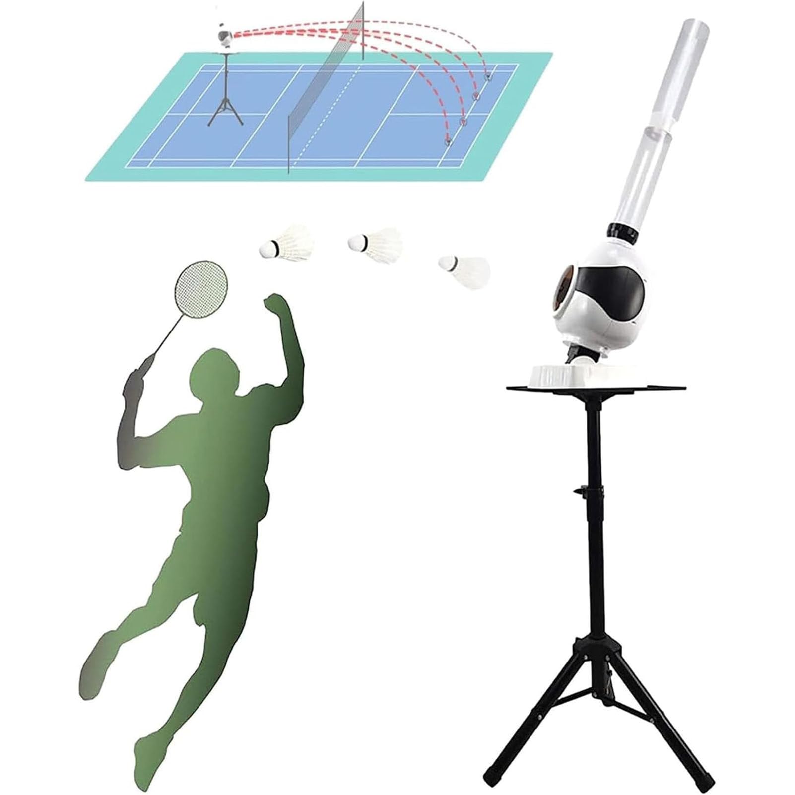 Lanceur de volant de badminton automatique pour s'entraîner seul chez soi