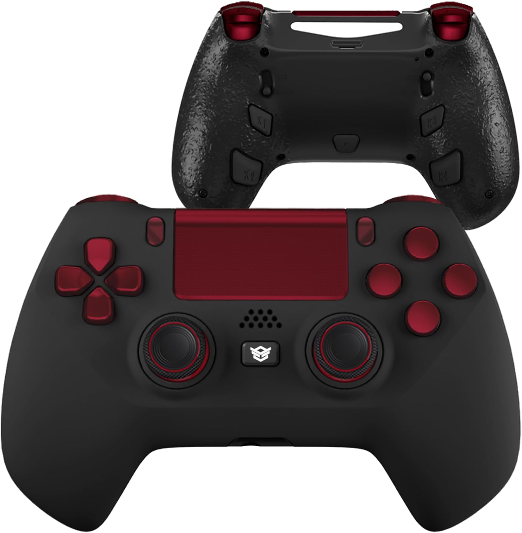 HEXGAMING HYPER Wireless Controller Compatible with ps4-4 Back Buttons, Triggers Stop, Interchangeable Thumbsticks - Black Red