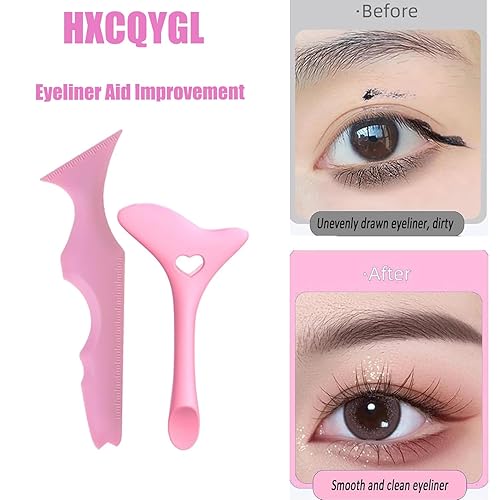 Miniatura 5 de HXCQYGL 2 plantillas de delineador de ojos, protector de rímel, herramienta aplicadora de delineador de ojos de silicona, herramienta de maquillaje