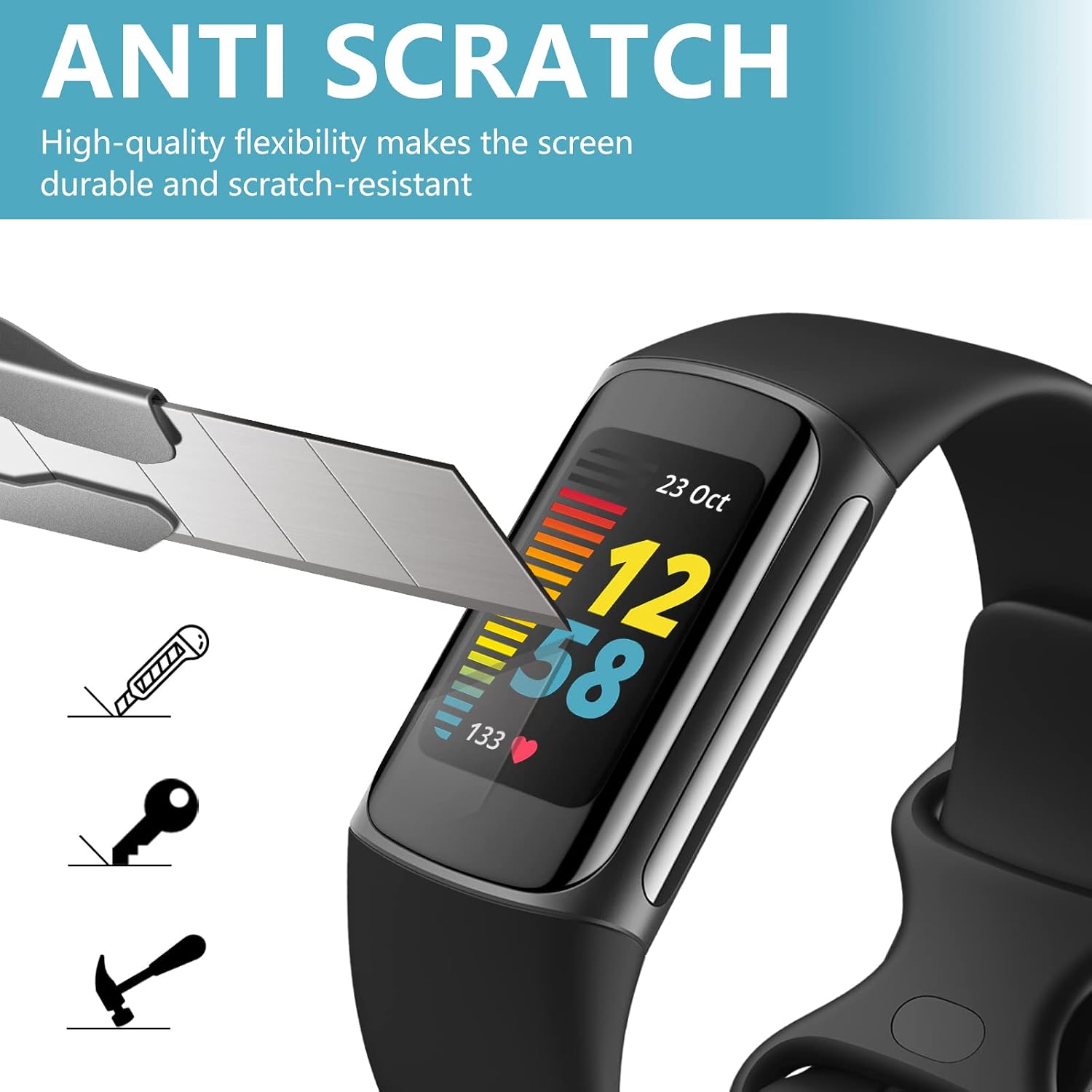 EZCO 4-Pack Screen Protector Compatible with Fitbit Charge 5, 3D Full Coverage Screen Protector Cover Film Accessories for Charge 5 Smart Watch [Anti-Scratch][Crystal Clear]