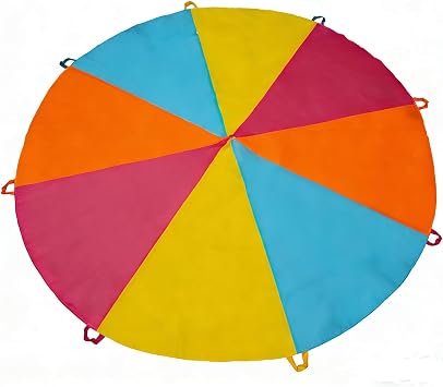 SPINFOX Parachute for Kids - 6ft 10ft 20ft, Indoor/Outdoor Kids Toy Game | Play Parachute with Handles for Party, Toddler Rainbow Parachute for Playground Exercise, Outside Preschool Activity Sports