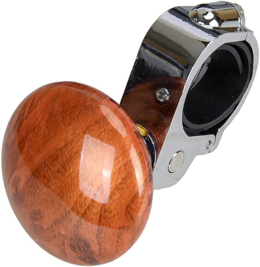 Steering Wheel Spinner Knob Ball Universal Car Steering Aid Handle Wood Grain